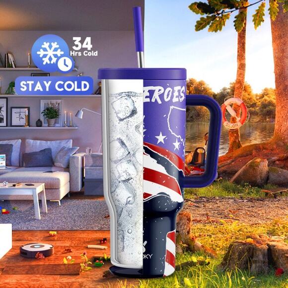 Meoky 40 oz Tumbler with straw Memorial Day Collection in the color Glory, NIB - Picture 1 of 13